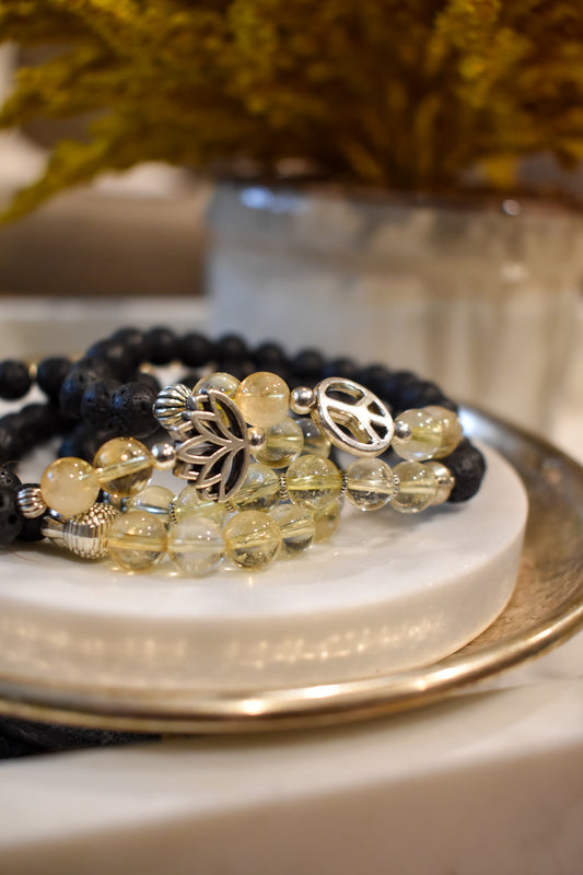 Citrine Lava Beads Diffusing Bracelet