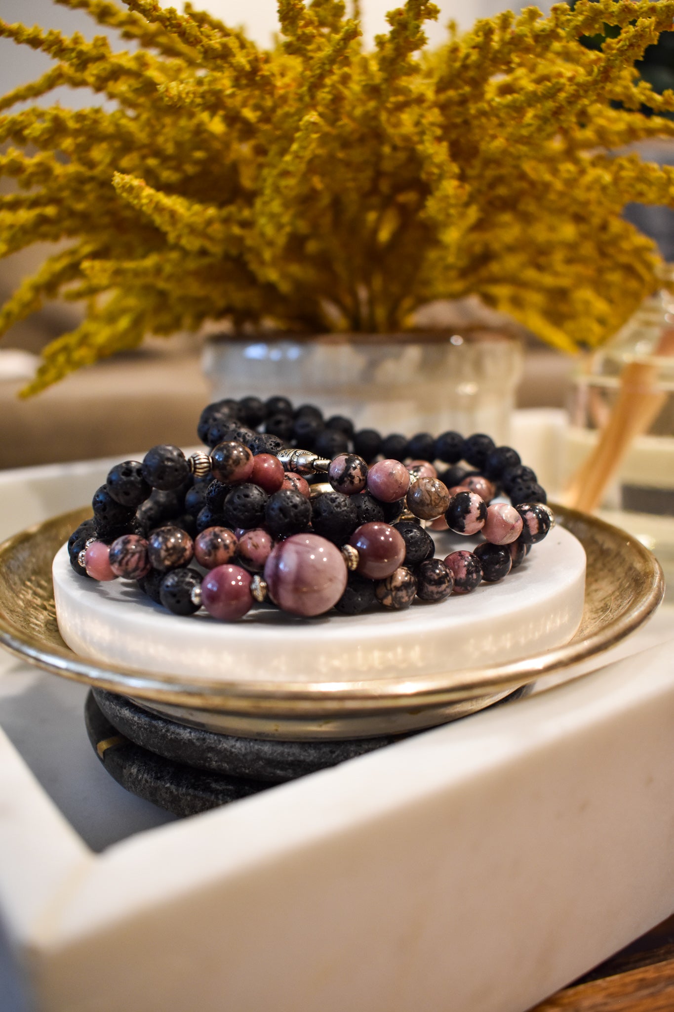 Rhodonite Essential Oil Diffusing Bracelet