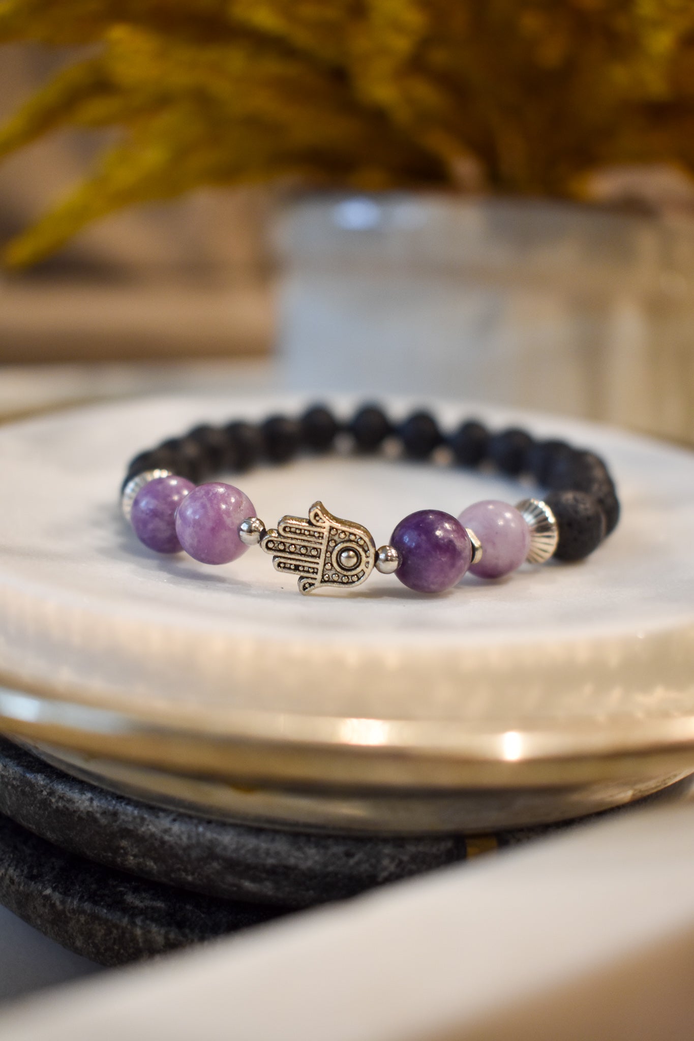 Amethyst Lava Beads Diffusing Bracelet