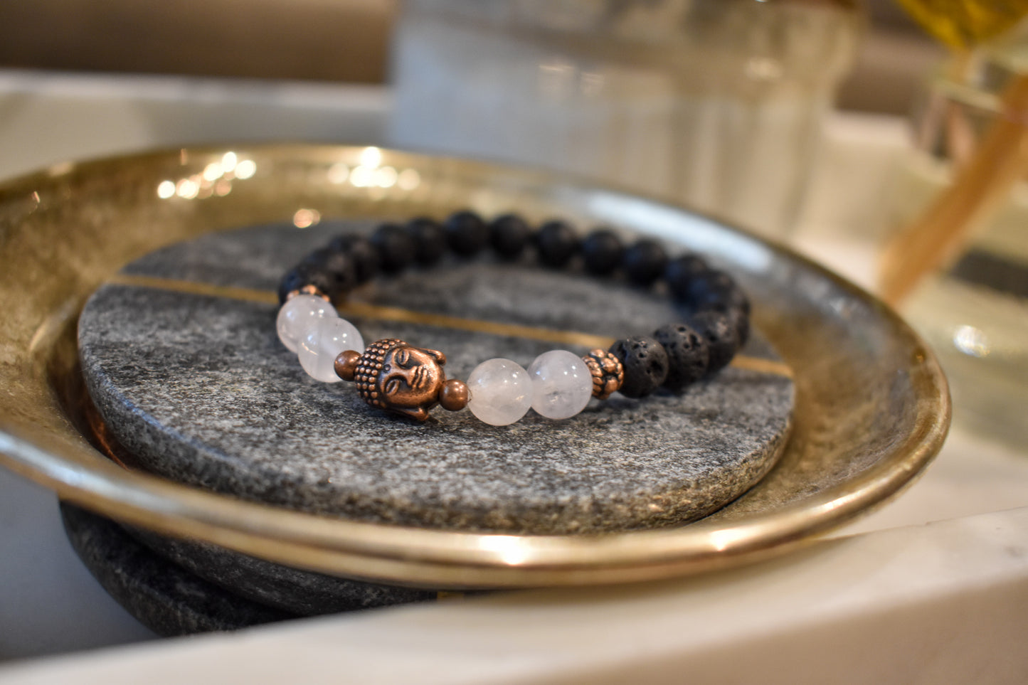Moonstone Lava Beads Diffusing Bracelet