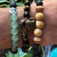 Om Mani Padme Hum black obsidian bracelet with elephant spacer