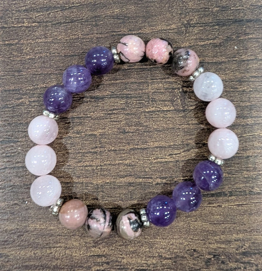 Self-Love Bracelet with Rose Quartz, Rhodonite & Amethyst