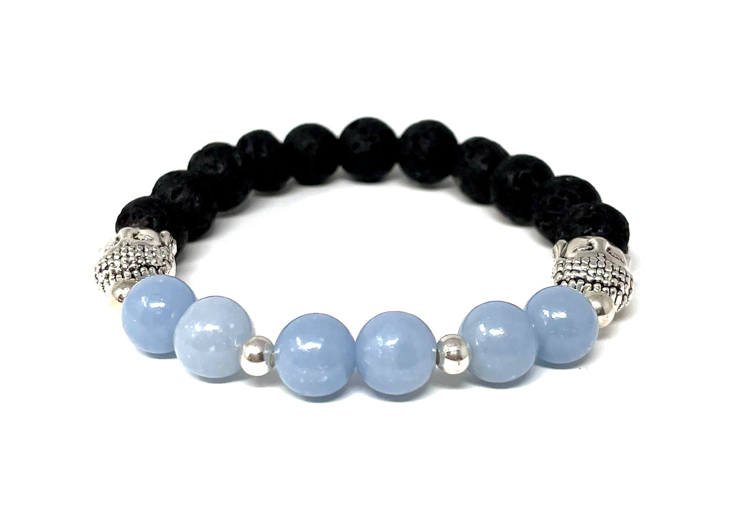 Angelite Lava Beads Diffusing Bracelet