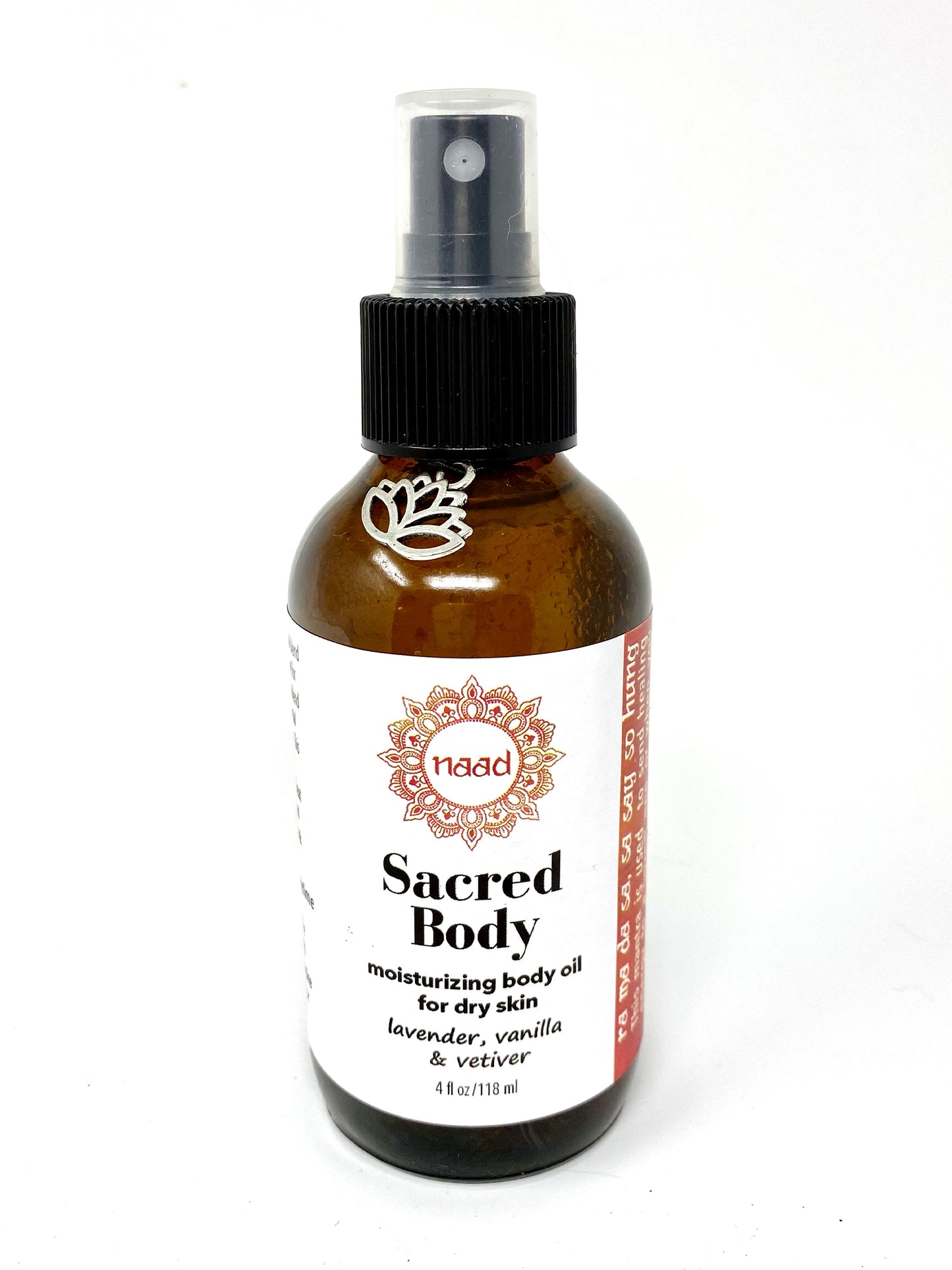 Sacred Body Moisturizing Oil: Vanilla, Vetiver and Lavender Essential Oils.