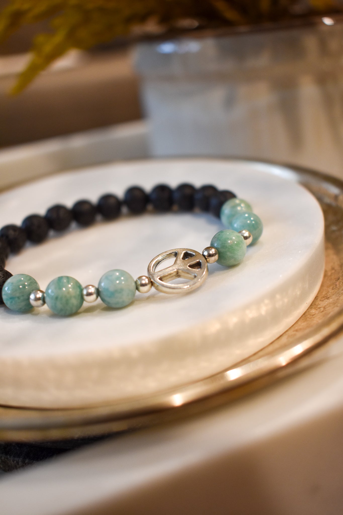 Amazonite Lava Beads Diffusing Bracelet