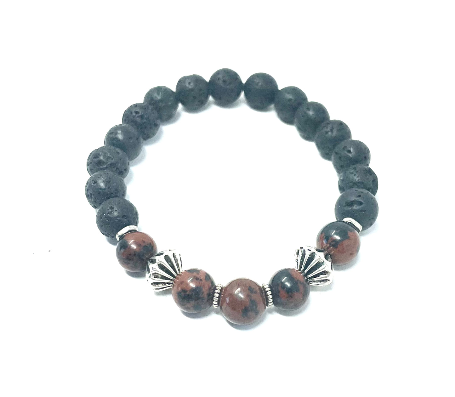 Mahogany Obsidian Lava Beads Diffusing Bracelet