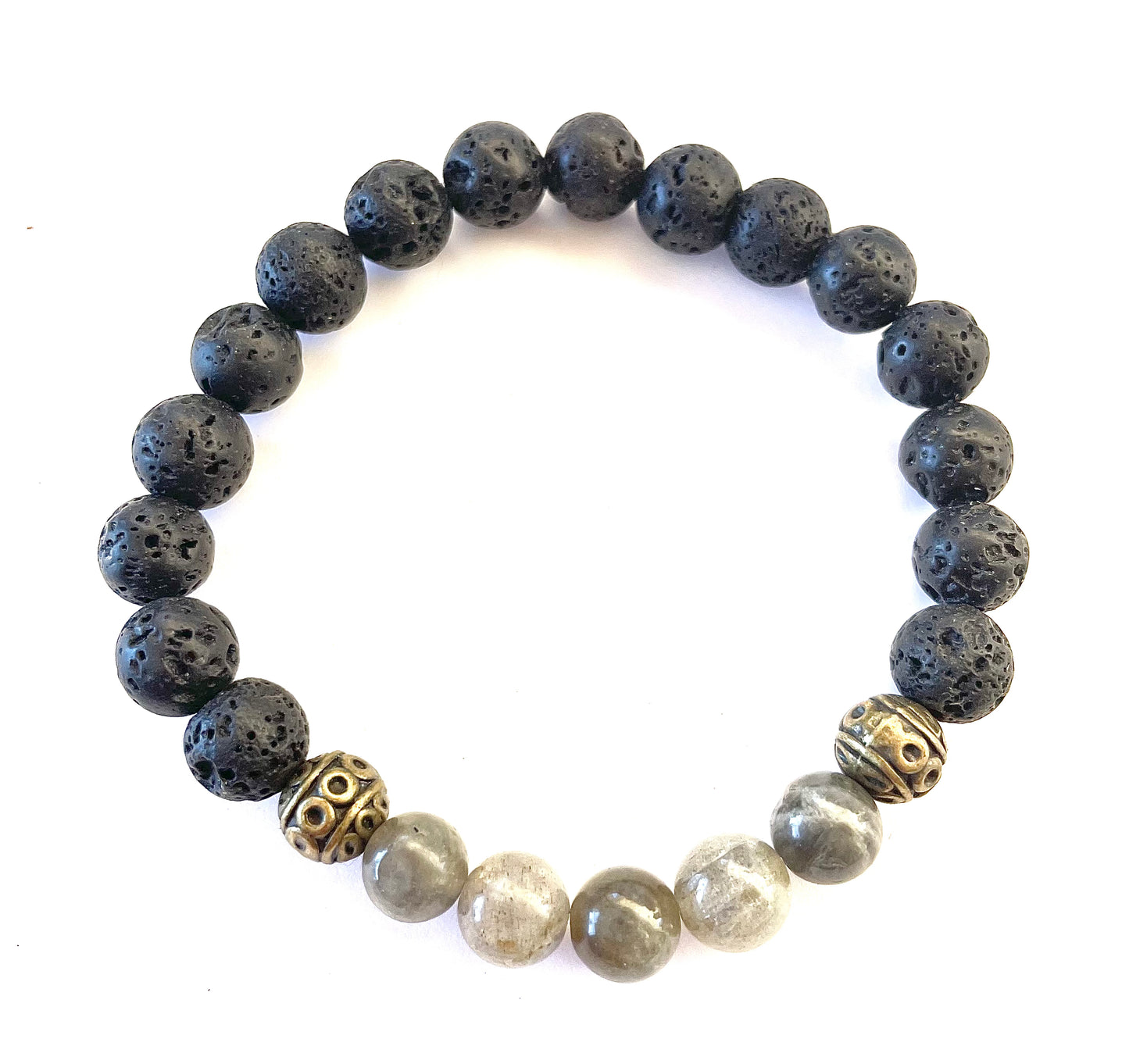 Labradorite Lava Beads Diffusing Bracelet