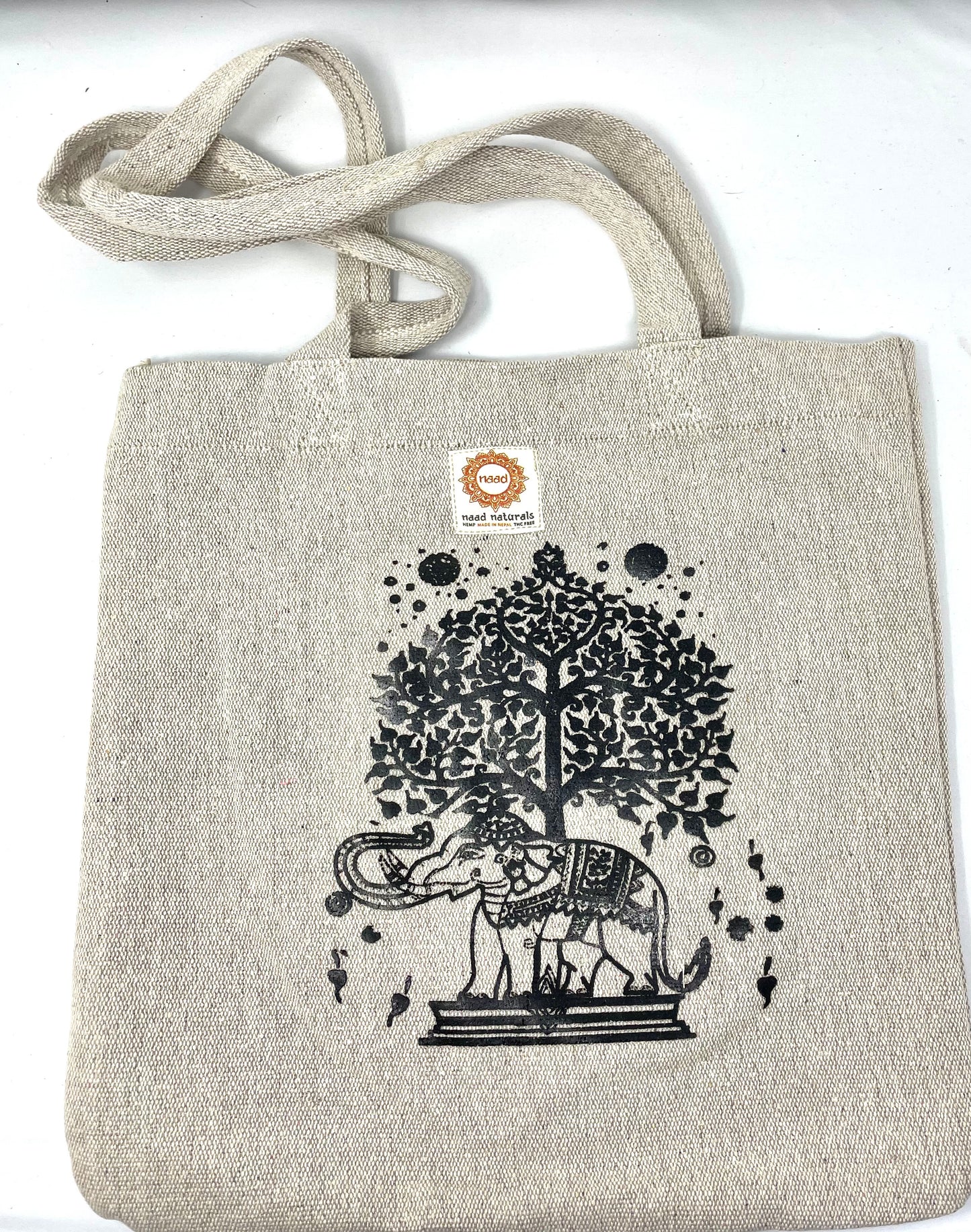 Hemp tote bag with spiritual design