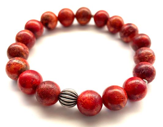 Apple Coral Lava Beads Diffusing Bracelet