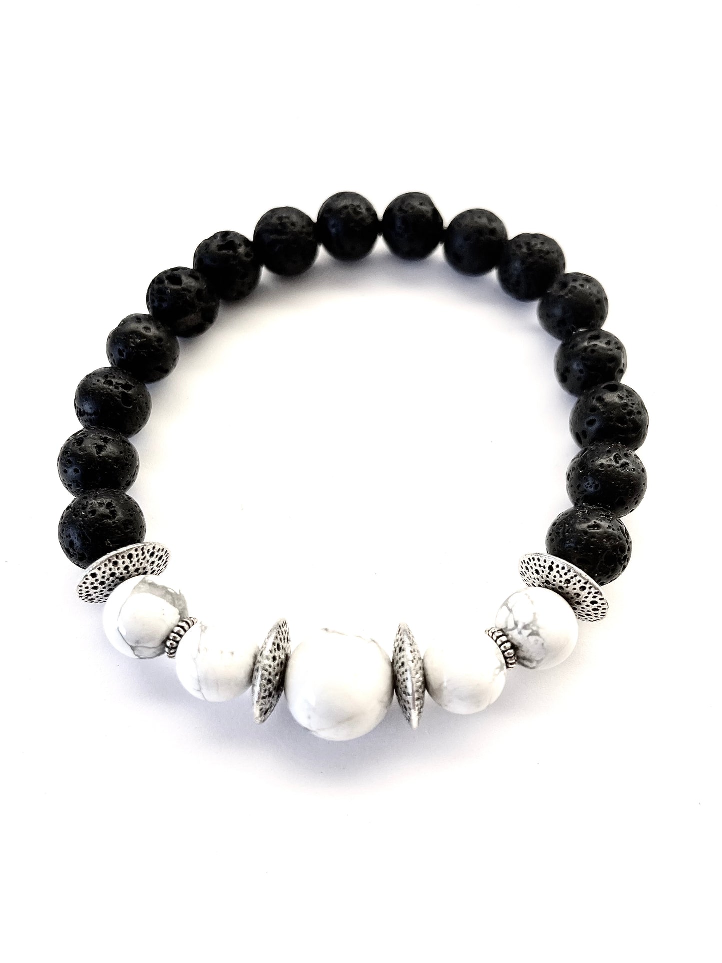 Howlite Lava Beads Diffusing Bracelet