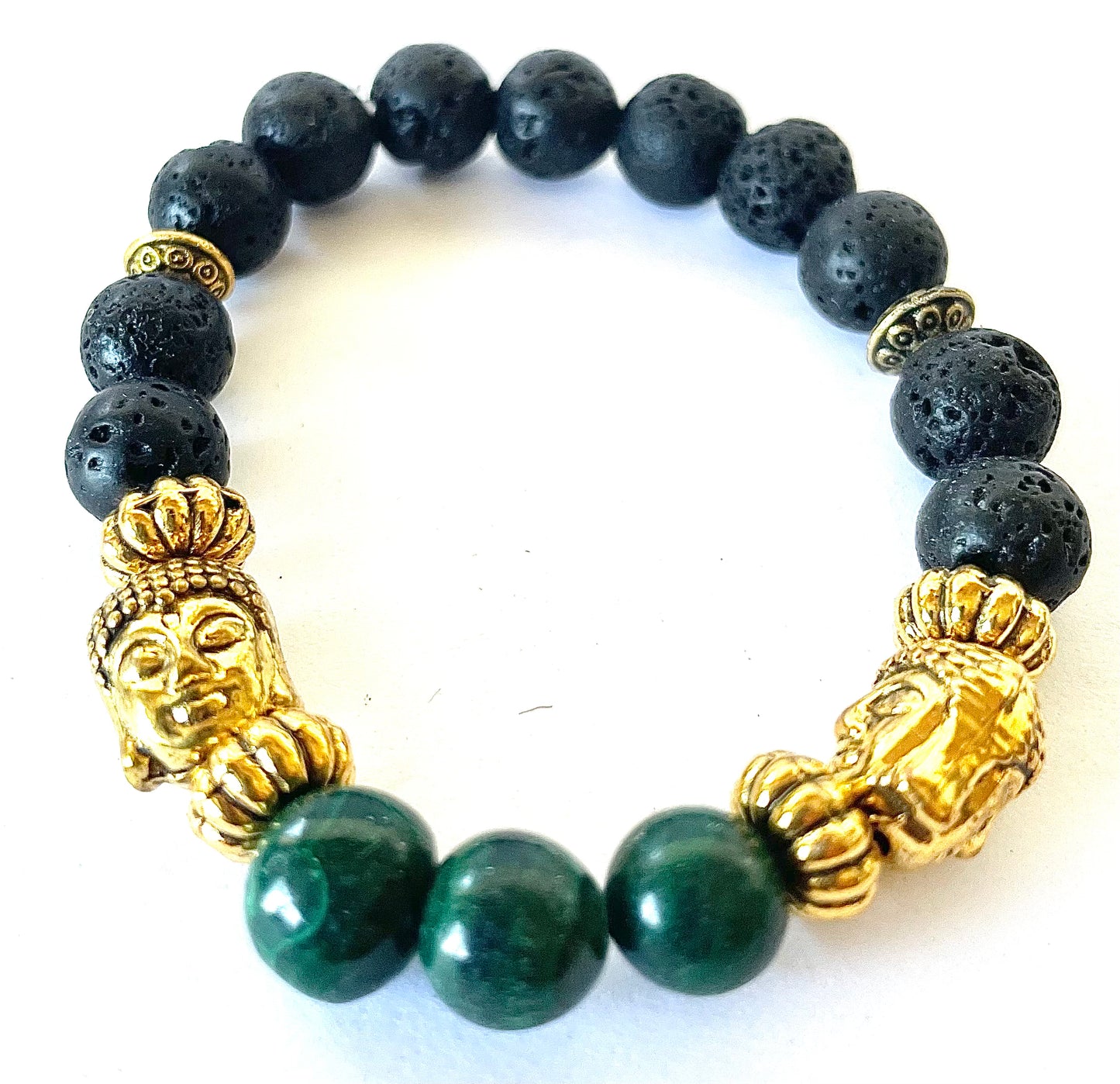Malachite Lava Beads Diffusing Bracelet