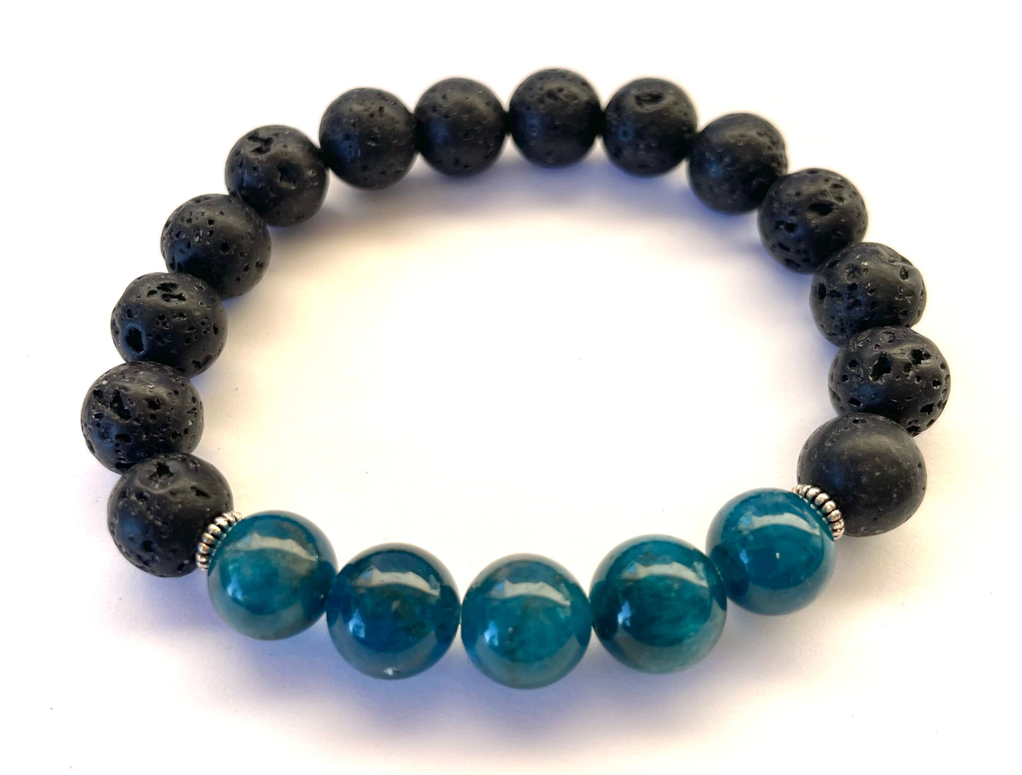 Blue Apatite Lava Beads Diffusing Bracelet