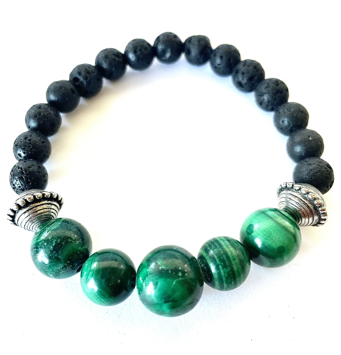 Malachite Lava Beads Diffusing Bracelet