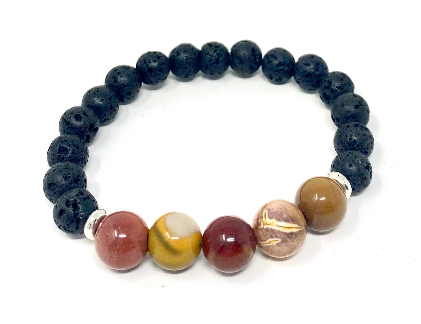 Mookaite Jasper Lava Beads Diffusing Bracelet