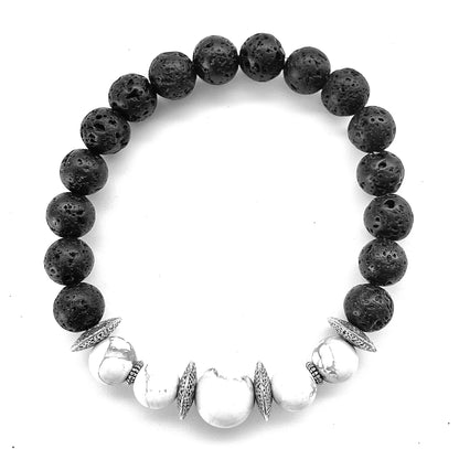 Howlite Lava Beads Diffusing Bracelet